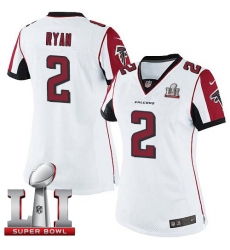 Women's Nike Atlanta Falcons #2 Matt Ryan Elite White Super Bowl LI 51 NFL Jersey
