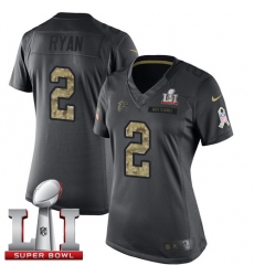 Women's Nike Atlanta Falcons #2 Matt Ryan Limited Black 2016 Salute to Service Super Bowl LI 51 NFL Jersey