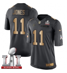Men's Nike Atlanta Falcons #11 Julio Jones Limited Black/Gold Salute to Service Super Bowl LI 51 NFL Jersey