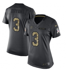 Women's Nike Atlanta Falcons #3 Matt Bryant Limited Black 2016 Salute to Service NFL Jersey