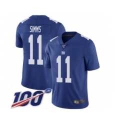 Men's New York Giants #11 Phil Simms Royal Blue Team Color Vapor Untouchable Limited Player 100th Season Football Jersey