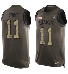 Men's Nike New York Giants #11 Phil Simms Limited Green Salute to Service Tank Top NFL Jersey