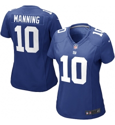Women's Nike New York Giants #10 Eli Manning Game Royal Blue Team Color NFL Jersey