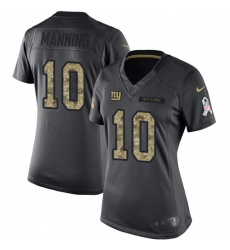 Women's Nike New York Giants #10 Eli Manning Limited Black 2016 Salute to Service NFL Jersey