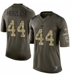 Men's Nike New York Giants #44 Mark Herzlich Elite Green Salute to Service NFL Jersey