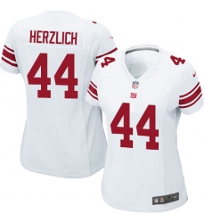 Women's Nike New York Giants #44 Mark Herzlich Game White NFL Jersey