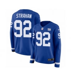 Women's Nike New York Giants #92 Michael Strahan Limited Royal Blue Therma Long Sleeve NFL Jersey
