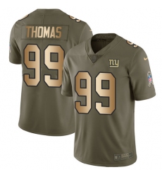 Youth Nike New York Giants #99 Robert Thomas Limited Olive/Gold 2017 Salute to Service NFL Jersey