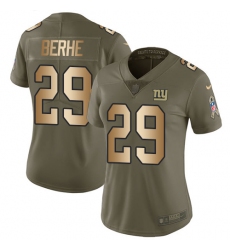Women's Nike New York Giants #29 Nat Berhe Limited Olive/Gold 2017 Salute to Service NFL Jersey