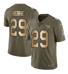 Youth Nike New York Giants #29 Nat Berhe Limited Olive/Gold 2017 Salute to Service NFL Jersey