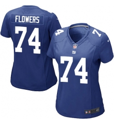 Women's Nike New York Giants #74 Ereck Flowers Game Royal Blue Team Color NFL Jersey