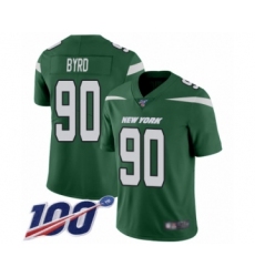 Men's New York Jets #90 Dennis Byrd Green Team Color Vapor Untouchable Limited Player 100th Season Football Jersey