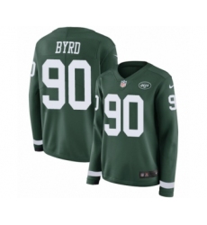 Women's Nike New York Jets #90 Dennis Byrd Limited Green Therma Long Sleeve NFL Jersey
