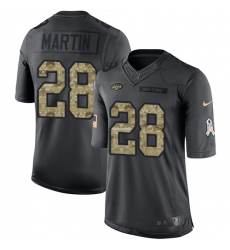 Men's Nike New York Jets #28 Curtis Martin Limited Black 2016 Salute to Service NFL Jersey