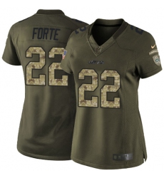 Women's Nike New York Jets #22 Matt Forte Elite Green Salute to Service NFL Jersey