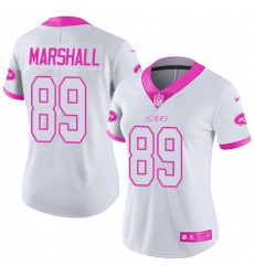Women's Nike New York Jets #89 Jalin Marshall Limited White/Pink Rush Fashion NFL Jersey