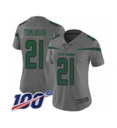 Women's New York Jets #21 LaDainian Tomlinson Limited Gray Inverted Legend 100th Season Football Jersey