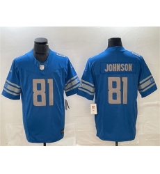 Men's Detroit Lions #81 Calvin Johnson Blue 2023 F.U.S.E. Vapor Untouchable Limited Stitched Jersey