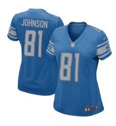 Women's Nike Detroit Lions #81 Calvin Johnson Game Light Blue Team Color NFL Jersey