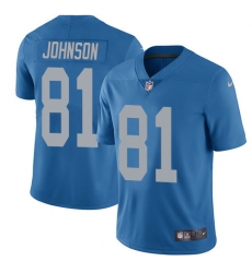Youth Nike Detroit Lions #81 Calvin Johnson Elite Blue Alternate NFL Jersey
