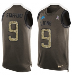 Men's Nike Detroit Lions #9 Matthew Stafford Limited Green Salute to Service Tank Top NFL Jersey