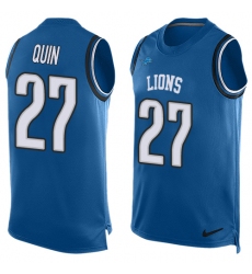 Men's Nike Detroit Lions #27 Glover Quin Limited Light Blue Player Name & Number Tank Top NFL Jersey