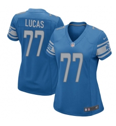 Women's Nike Detroit Lions #77 Cornelius Lucas Game Light Blue Team Color NFL Jersey