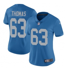 Women's Nike Detroit Lions #63 Brandon Thomas Elite Blue Alternate NFL Jersey