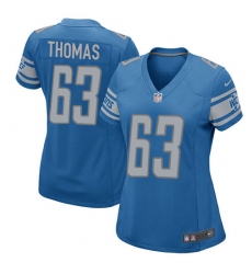 Women's Nike Detroit Lions #63 Brandon Thomas Game Light Blue Team Color NFL Jersey