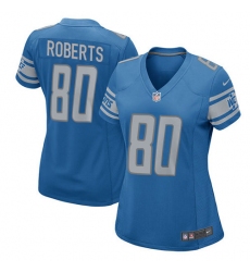 Women's Nike Detroit Lions #80 Michael Roberts Game Light Blue Team Color NFL Jersey