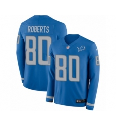 Youth Nike Detroit Lions #80 Michael Roberts Limited Blue Therma Long Sleeve NFL Jersey