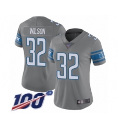 Women's Detroit Lions #32 Tavon Wilson Limited Steel Rush Vapor Untouchable 100th Season Football Jersey