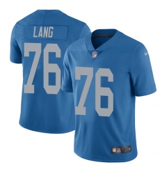 Men's Nike Detroit Lions #76 T.J. Lang Limited Blue Alternate Vapor Untouchable NFL Jersey