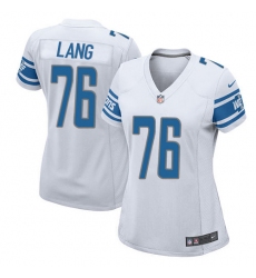 Women's Nike Detroit Lions #76 T.J. Lang Game White NFL Jersey