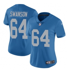 Women's Nike Detroit Lions #64 Travis Swanson Elite Blue Alternate NFL Jersey