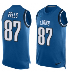 Men's Nike Detroit Lions #87 Darren Fells Limited Light Blue Player Name & Number Tank Top NFL Jersey