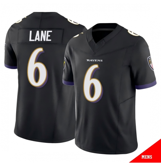 Men's Baltimore Ravens #6 Ja'Kobi Lane Black 2025 F.U.S.E. Vapor Limited Football Jersey