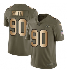 Men's Nike Baltimore Ravens #90 Za'Darius Smith Limited Olive Gold Salute to Service NFL Jersey