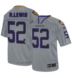 Men's Nike Baltimore Ravens #52 Ray Lewis Elite Lights Out Grey NFL Jersey