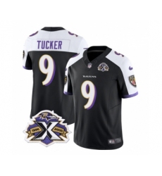 Men's Nike Baltimore Ravens #9 Justin Tucker Black White 2023 F.U.S.E Throwback Vapor Limited Stitched Jersey Men's Nike Baltimore Ravens #9 Justin Tucker Black White 2023 F.U.S.E Throwback Vapor Limited Stitched Jersey