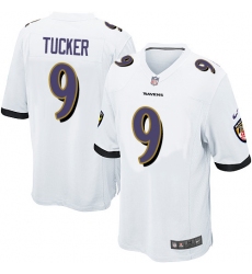 Men's Nike Baltimore Ravens #9 Justin Tucker Game White NFL Jersey