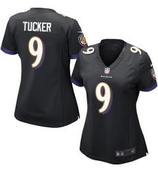 Women's Nike Baltimore Ravens #9 Justin Tucker Game Black Alternate NFL Jersey