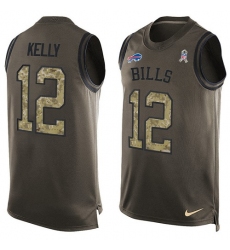 Men's Nike Buffalo Bills #12 Jim Kelly Limited Green Salute to Service Tank Top NFL Jersey