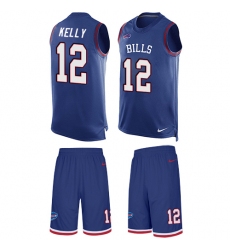 Men's Nike Buffalo Bills #12 Jim Kelly Limited Royal Blue Tank Top Suit NFL Jersey