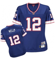 Reebok Buffalo Bills #12 Jim Kelly Royal Blue Women's Throwback Team Color Replica NFL Jersey