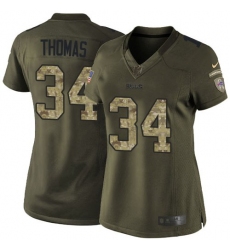 Women's Nike Buffalo Bills #34 Thurman Thomas Elite Green Salute to Service NFL Jersey