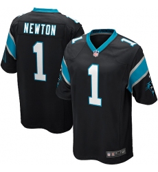 Men's Nike Carolina Panthers #1 Cam Newton Game Black Team Color NFL Jersey