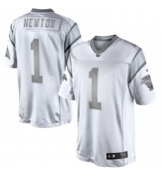 Men's Nike Carolina Panthers #1 Cam Newton Limited White Platinum NFL Jersey