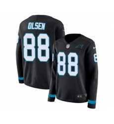 Women's Nike Carolina Panthers #88 Greg Olsen Limited Black Therma Long Sleeve NFL Jersey