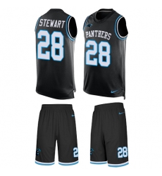 Men's Nike Carolina Panthers #28 Jonathan Stewart Limited Black Tank Top Suit NFL Jersey